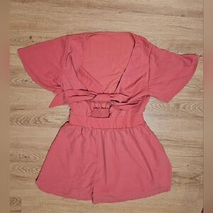 Dusty Pink Cut Out Tie Front Romper